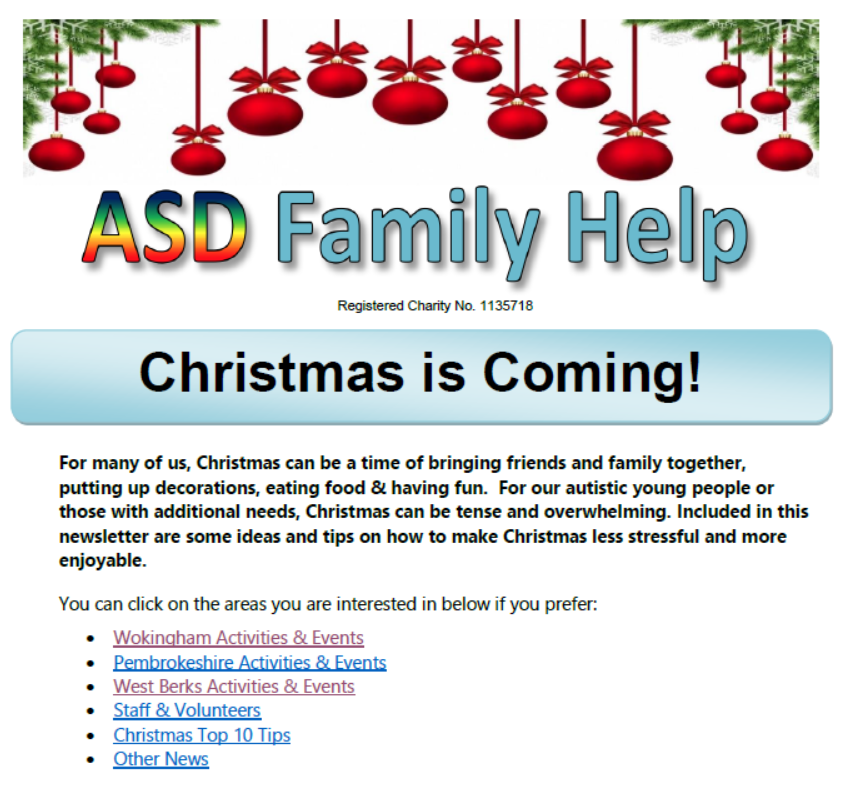 ASD Family Help Winter & Christmas